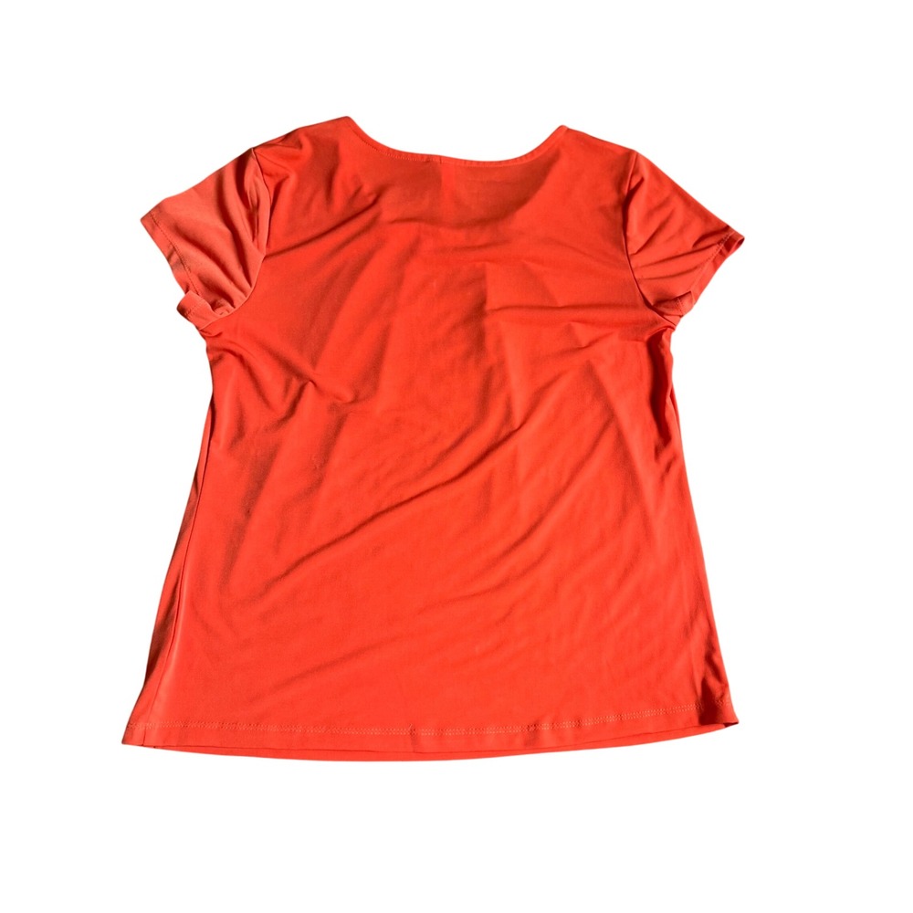 NY Collection Womens‎ Orange Square Neck Pleated Blouse  Bar Accent M - Picture 5 of 7